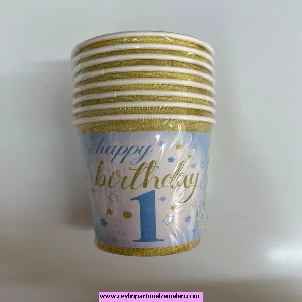 1 Yaş Mavi Temalı Karton Bardak